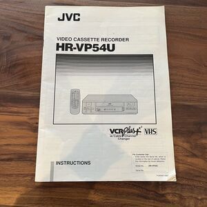 JVC HR-VP54U VCR Video Cassette Recorder VHS Instruction Manual